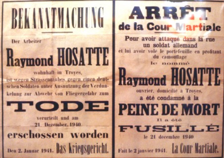German propaganda poster announcing a death sentence
