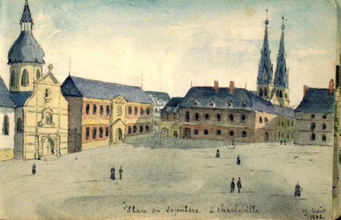 Charleville-Mézières (Ardennes), Place du Sépulcre, watercolor