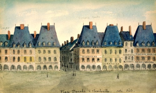 Charleville-Mézières (Ardennes), Place Ducale, south side, watercolor