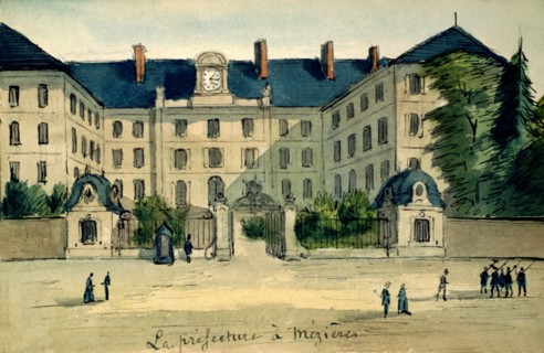 Charleville-Mézières (Ardennes), The Prefecture, watercolor