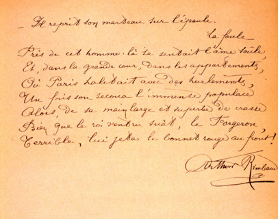 Handwritten letter by Arthur Rimbaud