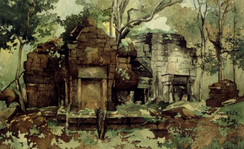 Courmaille, Angkor, watercolor