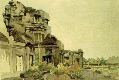Courmaille, Angkor, watercolor
