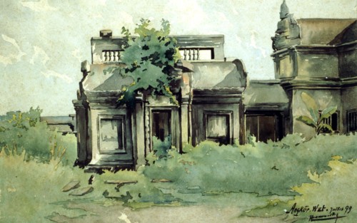 Courmaille, Angkor, watercolor