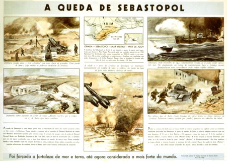German anti-bolshevist propaganda poster in Spanish, German offensive in Sebastopol, USSR (1942)