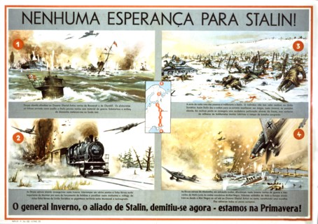 German anti-bolshevist propaganda poster in Spanish, German offensive in the USSR
