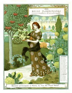 Belle jardinière calendar, Month of September
Woman picking flowers