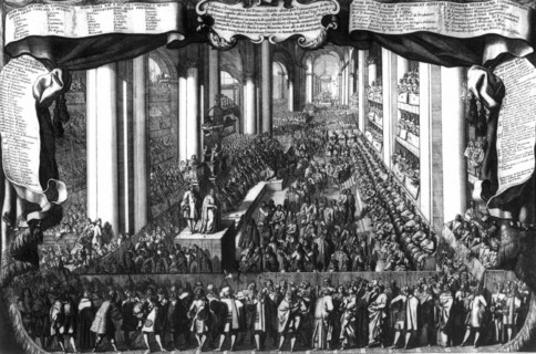 The oath of Michel Molinos during the Inquisition in the church of Santa Maria sopra Minerva