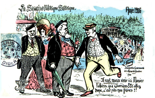 Satirical postcard with Armand Fallières (1841-1931) about the strike at Courrières