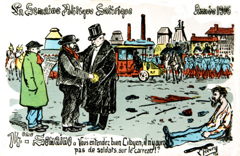 Satirical postcard about the strikes