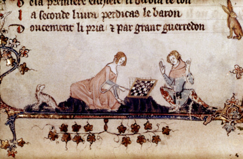 Miniature in "Le livre de la duchesse". Allégorie du jeu d'échecs