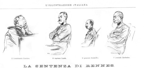Affaire Dreyfus, le procès de Rennes (1899) in "l'Illustrazione Italiana"
