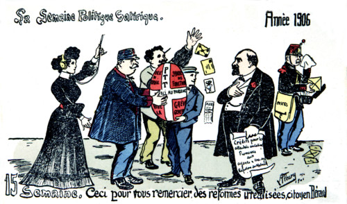 Satirical postcard about strikes