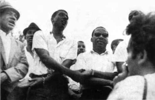 Selma demonstration in Montgomery for the civil rights, Martin Luther King and Carmichaël