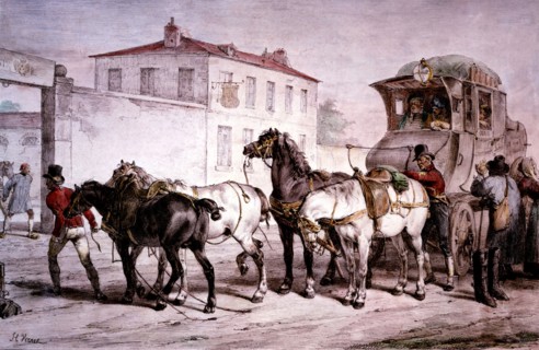 Lithography by Delpech after Vernet: Post house