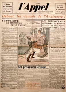 World War II. Vichy Regime: "L'appel" (the weekly newspaper put out by the Ligue française)