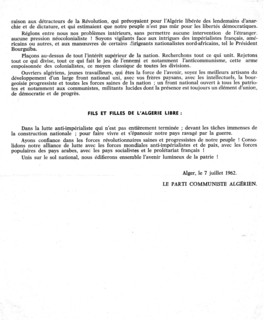 Leaflet of the Algerian Communist Party: "Call to the Algerian people", page 4