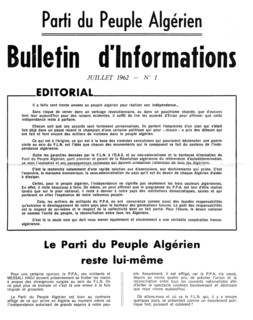 Leaflet of the Algerian people's Party (P.P.A.), recto