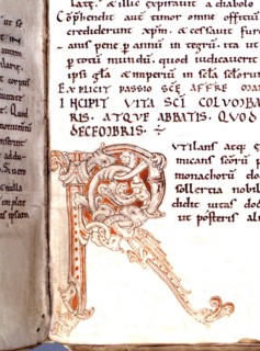 Vie de Saint Colomban, Jumièges. f° 109 : Lettre ornée "R"