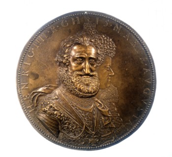 Bronze medal by G. Dupré, Henri IV (1553-1610) and Marie de Médicis (1573-1642)