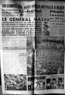 War in Algeria, Front page of the newspaper "Le Journal d'Alger"