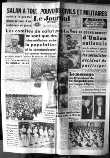 War in Algeria, Front page of the newspaper "Le Journal d'Alger"