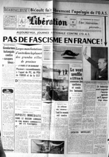 War in Algeria, Front page of the newspaper "Libération"