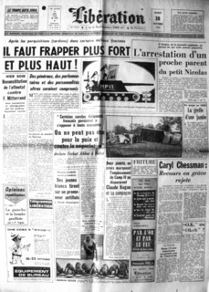War in Algeria, Front page of the newspaper "Libération"