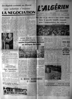 War in Algeria, Front page of the newspaper "L'Algérien en France"