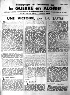 War in Algeria, Front page of the newspaper "Evidence and documents on the War in Algeria"