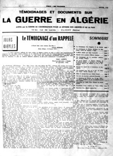 War in Algeria, Front page of the newspaper "Evidence and documents on the War in Algeria"
