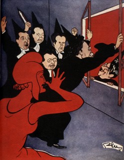 Caricature by Plus: 'The surprise of the Diafoireux'