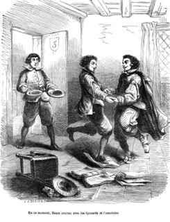 The Three Musketeers, D'Artagnan, Aramis and  Bazin