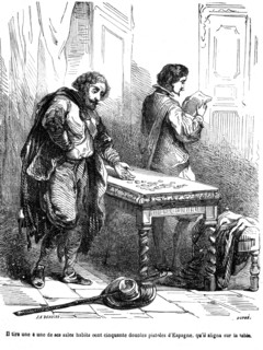 The Three Musketeers, Aramis receiving money