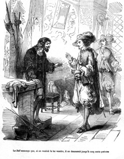 The Three Musketeers, Athos and d'Artagnan at a Jewish shopkeeper's