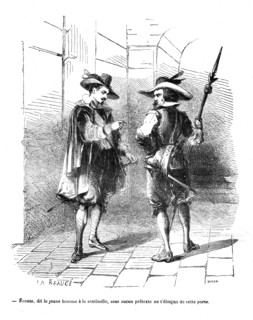 Les trois mousquetaires, Felton place une sentinelle devant la porte de Milady