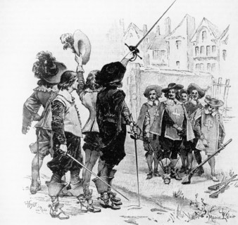 Les trois mousquetaires. Gravure 19e