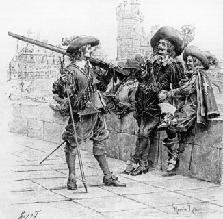 Les trois mousquetaires. Gravure 19e