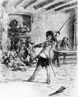 Les trois mousquetaires. Gravure 19e