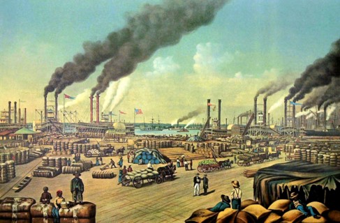 Litograph by Currier and Ives, New Orleans harbour