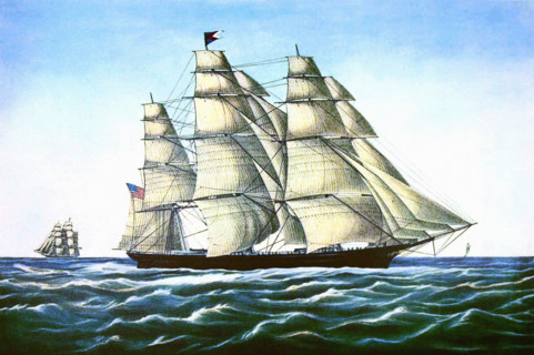 Litograph by Currier and Ives, Clipper ship 'Flying cloud'