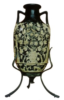 Vase en verre bleu en provenance de Pompéi
