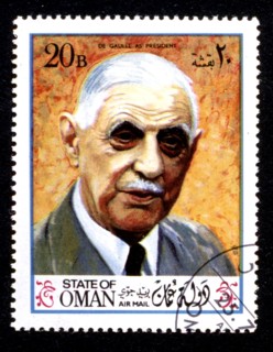 Postage stamp featuring the portrait of General de Gaulle