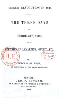 Flyleaf of a book on the 1848 French Revolution