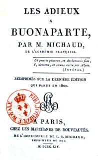 Flyleaf of 'Les adieux à Buonaparte'