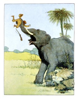 Elephant and hunter