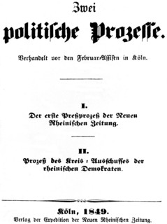 Front page of the pamphlet untitled 'Two political trials', 1849