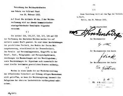 Ordinance of February 28, 1933 'For the protection of the people and the State'