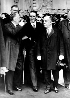 Gaston Doumergue and Louis Renault at the Paris car exhibition