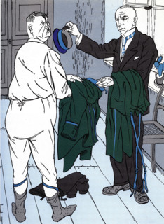 Cartoon by Th. Heine. "Don't worry about it, Hitler. If you aren't in charge of the national guard, you'll be president of the Reichstag"